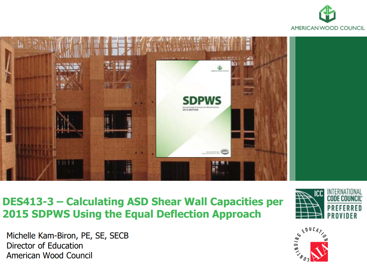 Calculating ASD Shear Wall Capacities per 2015 SDPWS Using the Equal Deflection Approach - DES413-3