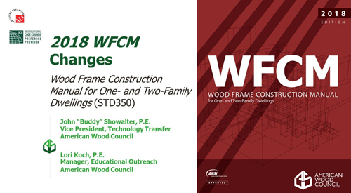 2018 Wood Frame Construction Manual Changes - STD350